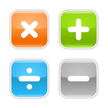 alt gölge beyaz ile matematiksel işareti kare düğmeleri renkli parlak yuvarlak