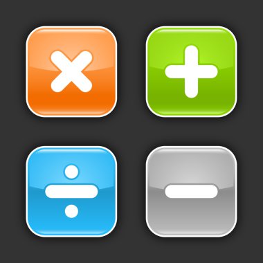 renkli parlak gri gölgeli matematiksel işareti kare düğmeleri yuvarlanır. 10 eps