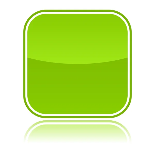 Groene glazig lege web knop met reflectie op wit — Stockvector