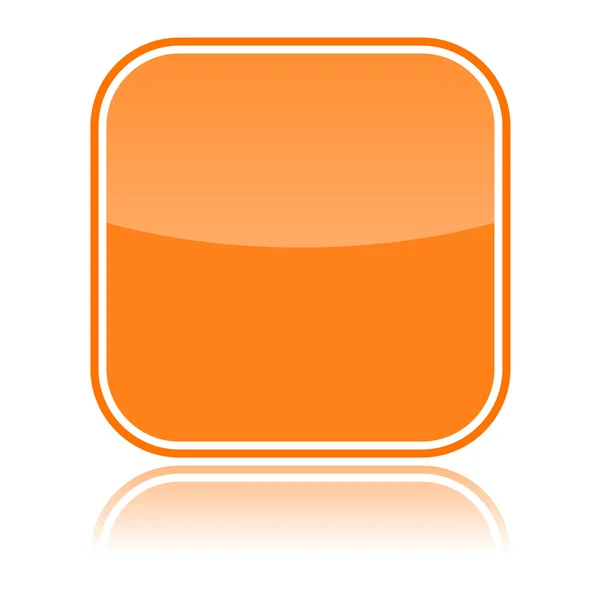 Orange Glassy blank web button with reflection on white — стоковый вектор