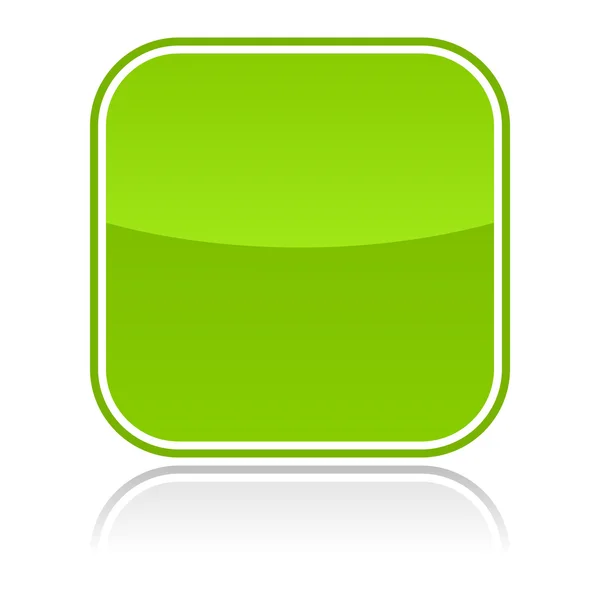 Pulsante web bianco vetroso verde con riflessione sul bianco — Vettoriale Stock