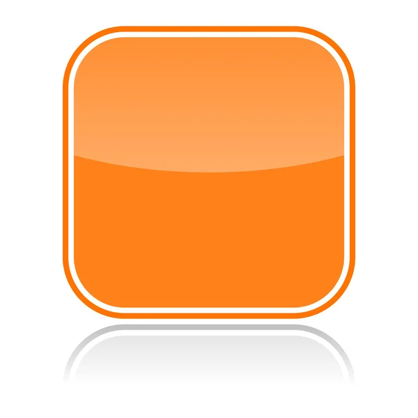 Orange Glassy blank web button with reflection on white — стоковый вектор