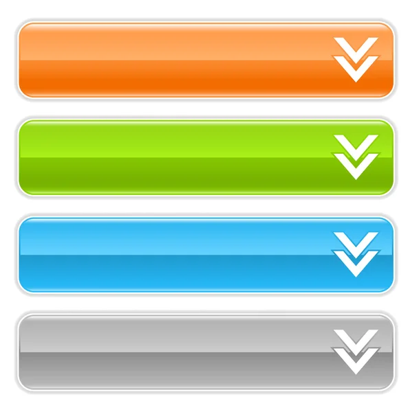 Download sign web 2.0 navigation panel. Colored glossy internet buttons with shadow on white background — 스톡 벡터