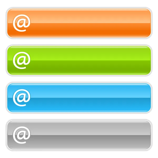 At sign web 2.0 navigation panel. Colored glossy internet buttons with shadow on white background — Stock Vector