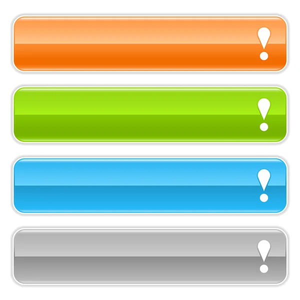 Panneau de navigation Signal d'attention web 2.0. Boutons Internet brillants de couleur avec ombre sur fond blanc — Image vectorielle