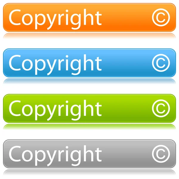 Matted color rounded buttons with copyright on white — Stock Vector