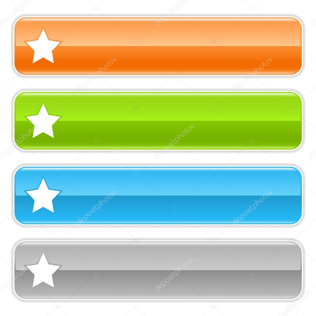 Star sign web 2.0 navigation panel. Colored glossy internet buttons with shadow on white background