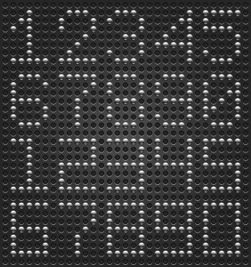 Digits digital font. Metal buttons on black dotted perforated texture background. Easy and quick editing. This file saved in a format 10 eps and contains graphic styles clipart