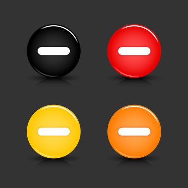 Colored web 2.0 button with minus sign. Round shapes with reflection and shadow on gray background. 10 eps clipart