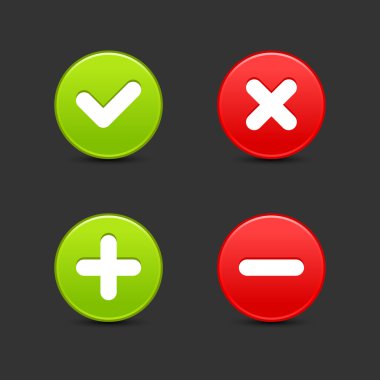 saten yumuşak yuvarlak web 2.0 düğmeler gri gölgeli doğrulama simgeleri.