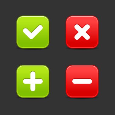 saten yumuşak yuvarlak web 2.0 düğmeler gri gölgeli doğrulama simgeleri.