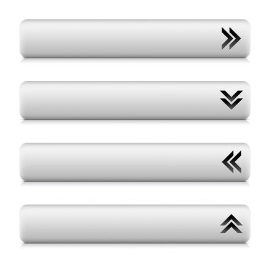 Web 2.0 navigasyon paneli ok işareti ile. Gölge ve yansıma beyaz beyaz taş yuvarlak dikdörtgen şekiller