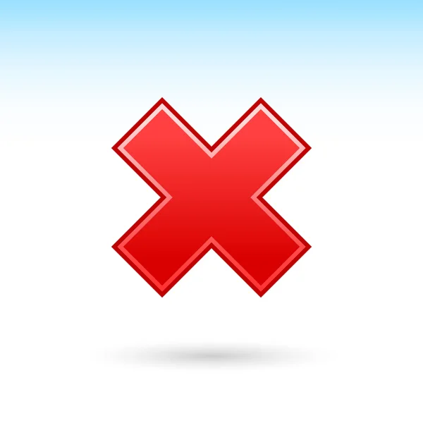 Red reject icon web 2.0 button with shadow on white background — 스톡 벡터