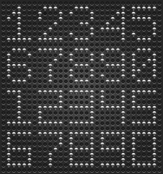 Digits digital font. Metal buttons on black dotted perforated texture background. Easy and quick editing. This file saved in a format 10 eps and contains graphic styles — Stock Vector