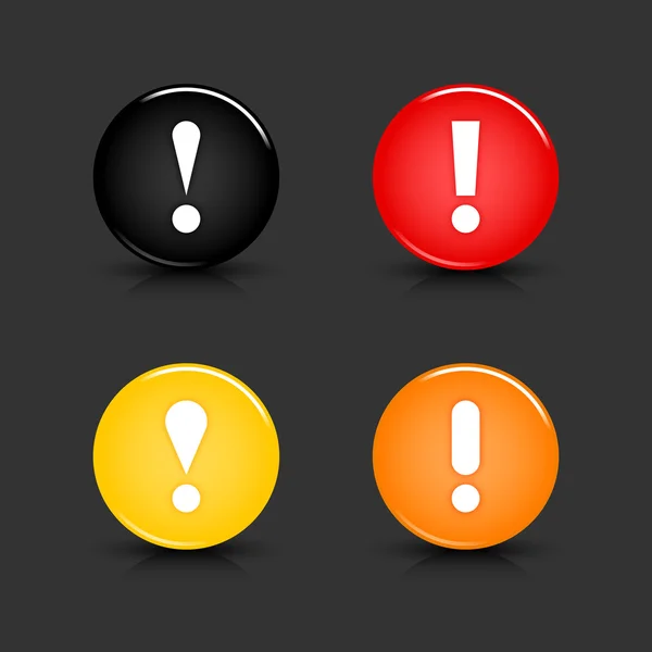 Färg web 2.0-knappen med uppmärksamhet tecken. rund form med reflektion och skugga på grå. 10 eps — Stock vektor