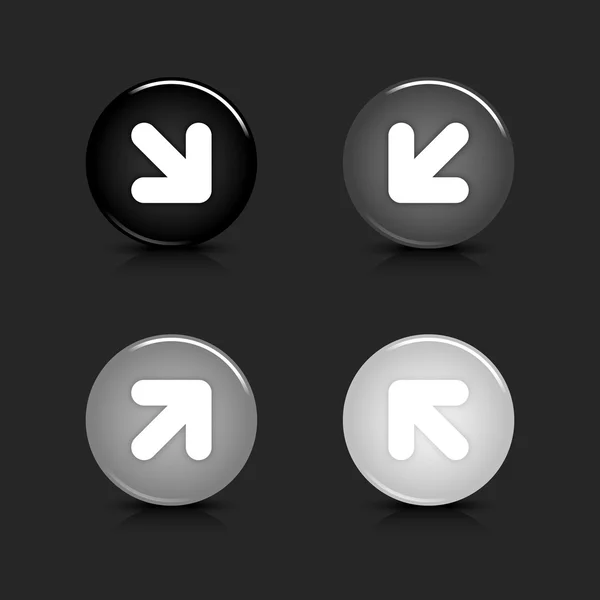 Grayscale brilhante redonda web 2.0 ícone seta botão com reflexão e sombra sobre cinza. 10 eps —  Vetores de Stock