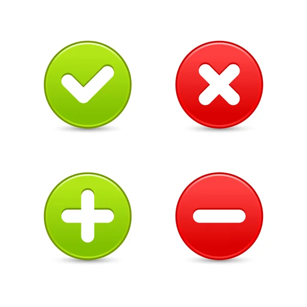 Suave web 2.0 botones de iconos de validación con sombra sobre fondo blanco . — Vector de stock