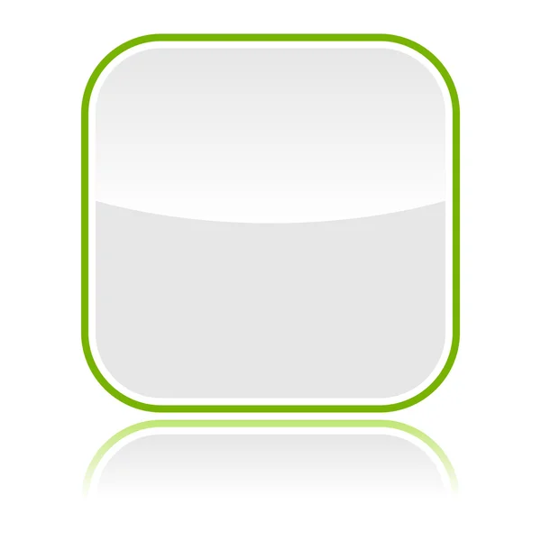 Grijze glazig lege web knop met groene frame en reflectie — Stockvector