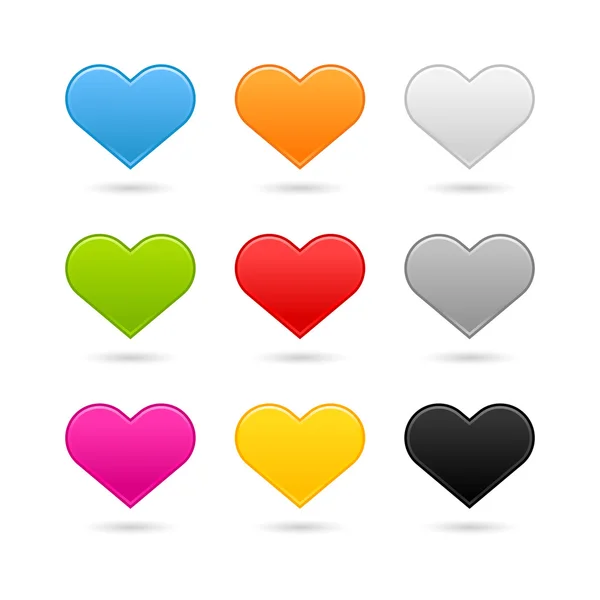 Nine matted color heart web buttons on white — Stock Vector