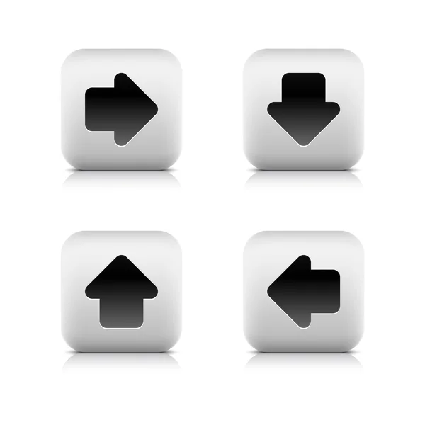 Stone web 2.0 button arrow sign. White rounded square shape with shadow and reflection. White background — 스톡 벡터