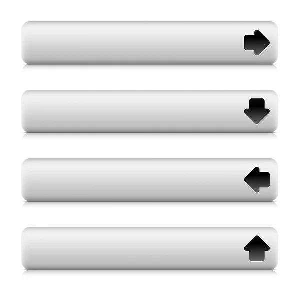 Strzałki znak web 2.0 przycisk panel nawigacyjny. zaokrąglone kształty prostokąt biały kamień z cienia i refleksji na temat biały — Wektor stockowy