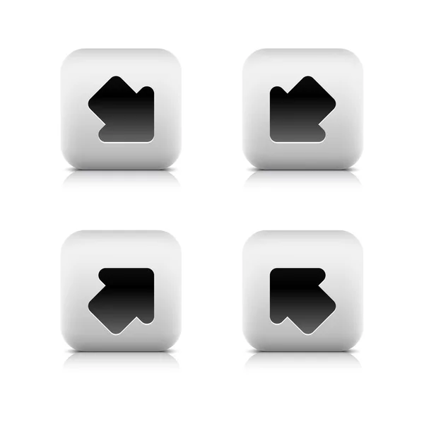 石头的 web 2.0 按钮箭头符号。白色圆角正方形形状与阴影和反射。白色背景 — 图库矢量图片