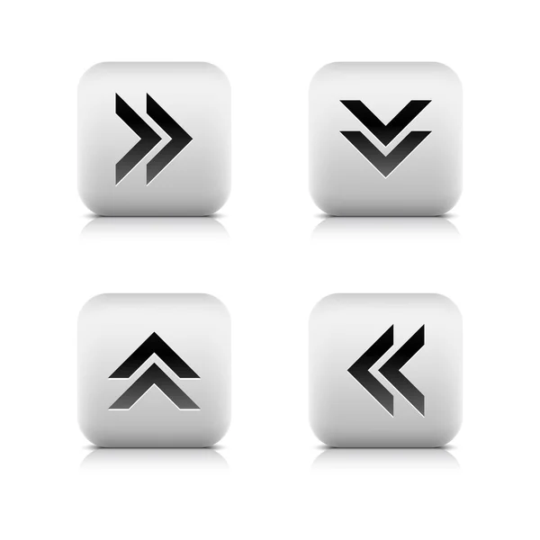 Stone arrow sign web 2.0 button. White rounded square shape with reflection and shadow on white — Stock Vector