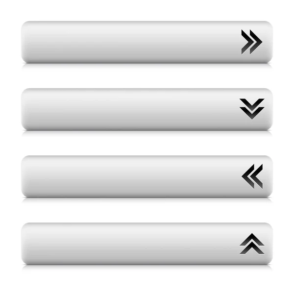 Web 2.0 navigation panel with arrow sign. White stone rounded rectangle shapes with shadow and reflection on white — Stock Vector