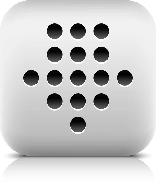 Piedra web 2.0 botón negro punteado signo de flecha de descarga. Forma cuadrada redondeada blanca con sombra negra y reflejo gris sobre fondo blanco. Esta ilustración vectorial creado y guardado en 8 eps — Archivo Imágenes Vectoriales
