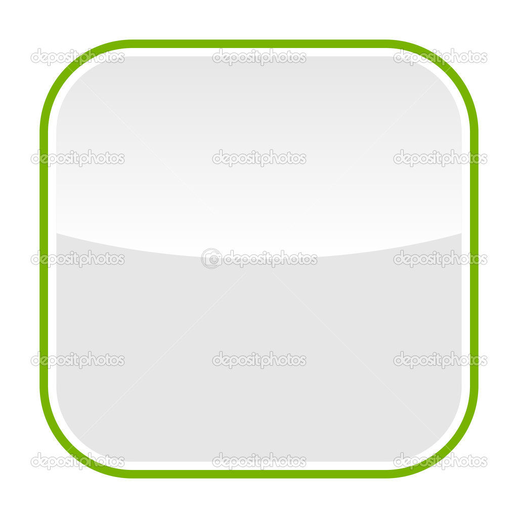Gray glassy blank web button with green frame and reflection