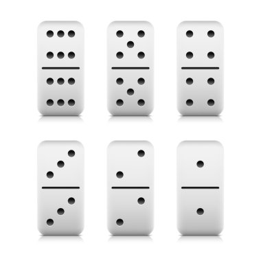 Gölge ve yansıma beyaz zemin üzerine beyaz web 2.0 düğme domino oyunu blok