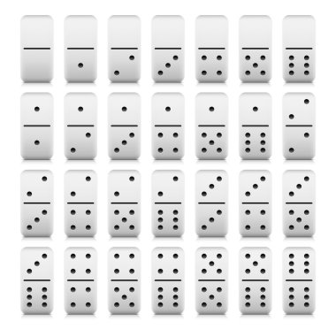 domino seti 28 adet Web 2.0 düğmeleri. gölgeler ve beyaz zemin üzerine beyaz oyun blokları