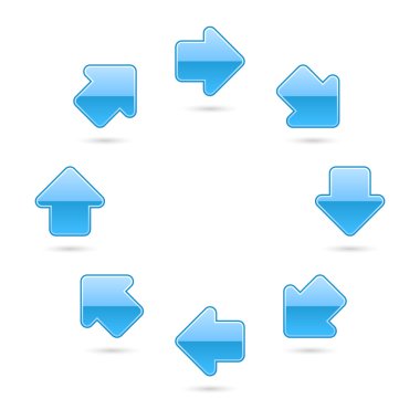 Blue glossy arrow icon web 2.0 button clipart