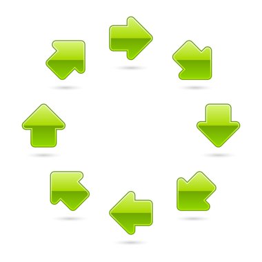 Green glossy arrow icon web 2.0 button clipart