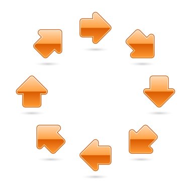 Orange glossy arrow icon web 2.0 button clipart