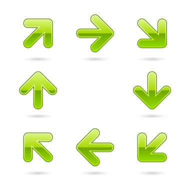 Glassy green arrow icon web 2.0 button clipart