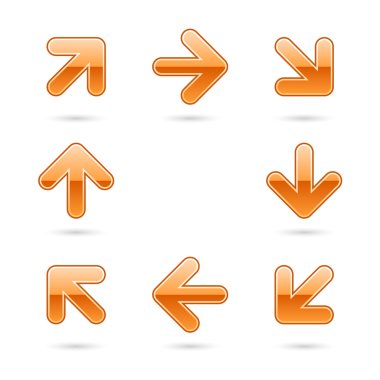 Glassy orange arrow icon web 2.0 button clipart