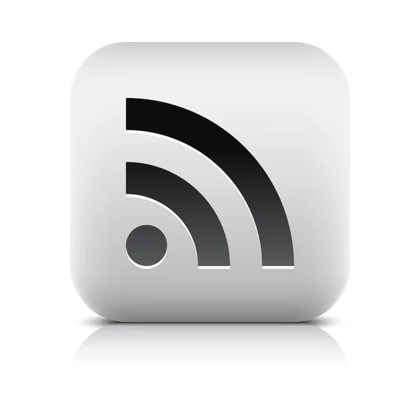 Piedra internet botón web RSS signo. Forma cuadrada redondeada blanca con sombra y reflexión. Fondo blanco — Archivo Imágenes Vectoriales