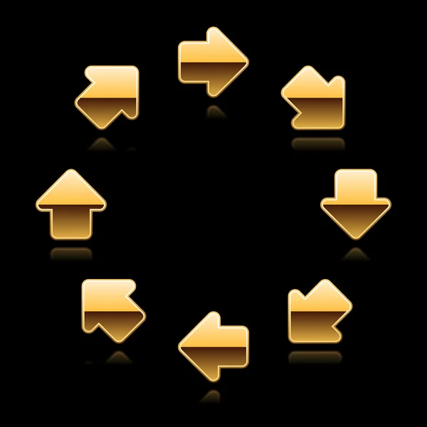 Metal gold arrow symbol web 2.0 button. — Stock Vector