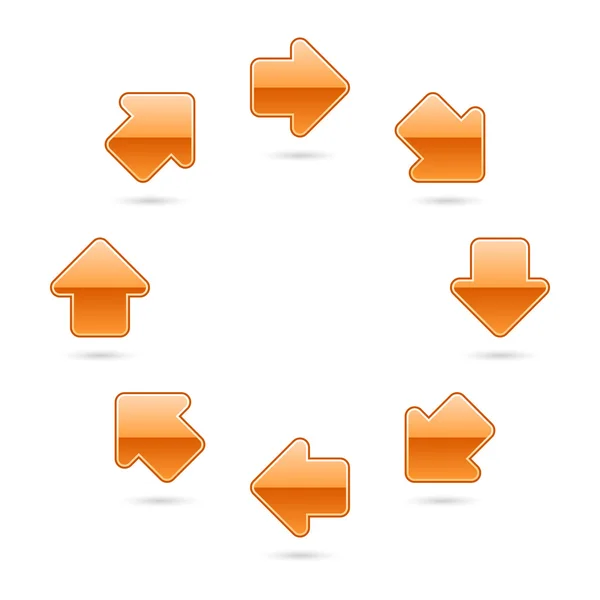 Naranja brillante flecha icono web 2.0 botón — Vector de stock