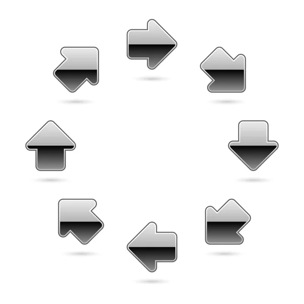 Zilver metalen teken web 2.0 pijlpictogram — Stockvector