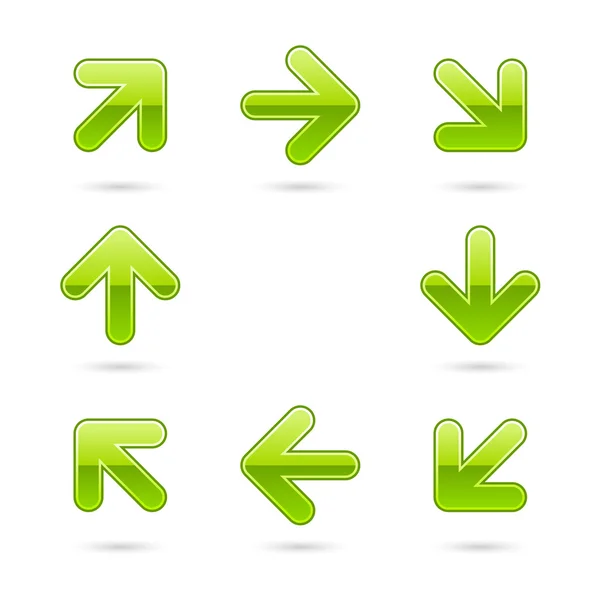 Tlačítko web 2.0 ikony sklovité zelenou šipkou — Stockový vektor