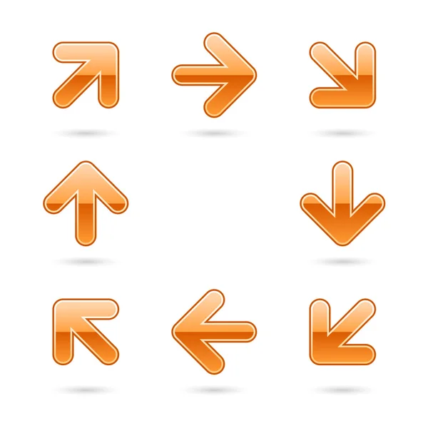 Oranje glazig pictogram web 2.0 pijlknop — Stockvector