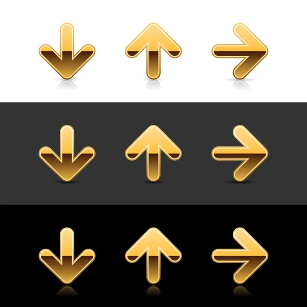 Золотая стрелка значок веб 2.0 кнопки — стоковый вектор