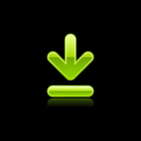 Bouton vert signe de téléchargement web 2.0 . — Image vectorielle
