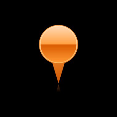 Turuncu eşleme PIN web 2.0 Internet düğmesi. siyah arka plan üzerinde renkli yansıması olan cam gibi yuvarlak şekil