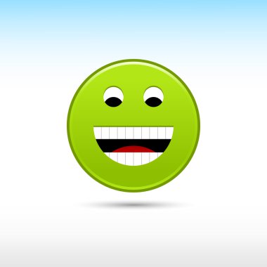 gri gölge beyaz zemin üzerine yeşil gülen yüz web 2.0 düğmesi