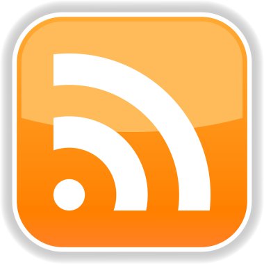 rss Icon simge kavramı ve gölge beyaz bir arka planda turuncu düğmesine