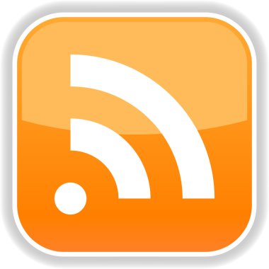 rss Icon simge kavramı ve gölge beyaz bir arka planda turuncu düğmesine