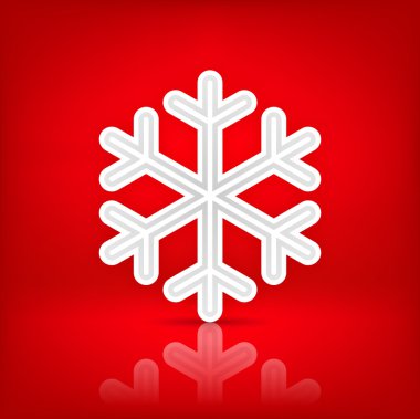 beyaz saten kar işareti kırmızı zemin üzerine koyu gölge ile. 10 eps kaydedilen bu vektör çizim